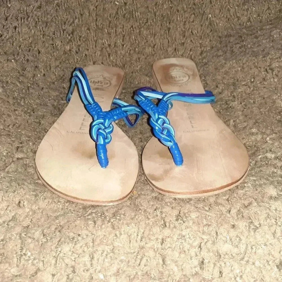 JEFFREY CAMPBELL-Braided/Woven Leather Thongs/Flip Flops-Blues-Sz 8-Excellent - Picture 4 of 7